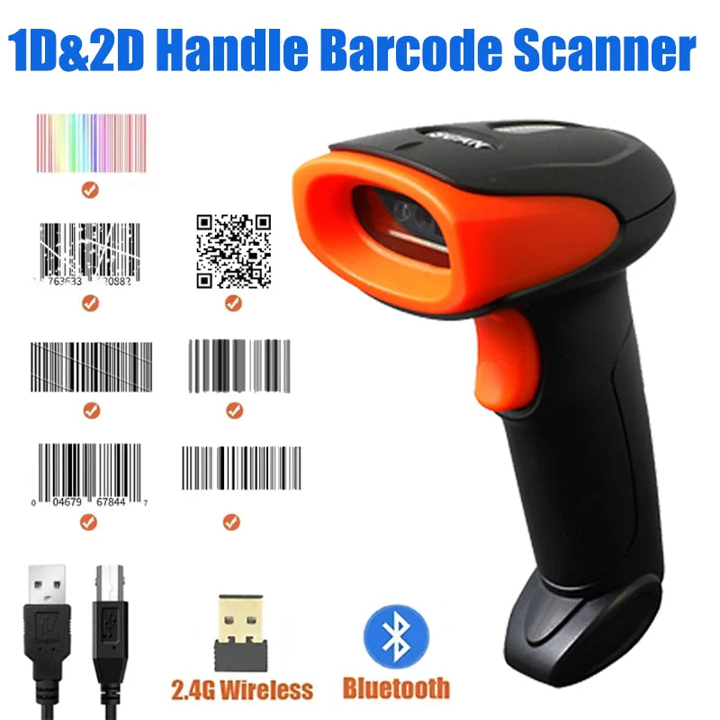 2D Handhel Barcode Scanner With Holder &ndash; Wireless Dual Mode