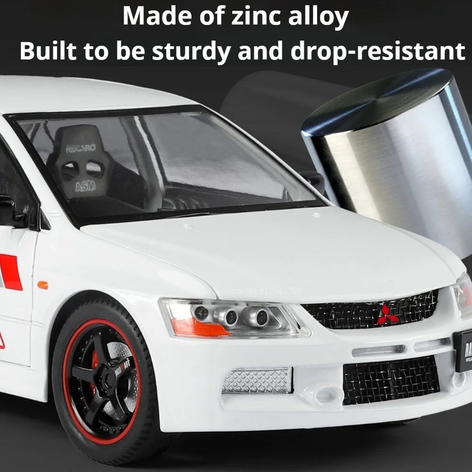 Model de mașină Diecast Lancer Evolution IX 1:24 cu retragere.