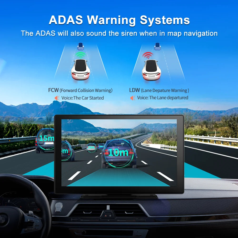 Imagebon 9 Inch 4K ADAS Wireless Dash Cam &ndash; Dual Recording with CarPlay and Android Auto