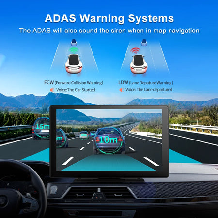 Imagebon 9 Inch 4K ADAS Wireless Dash Cam &ndash; Dual Recording with CarPlay and Android Auto