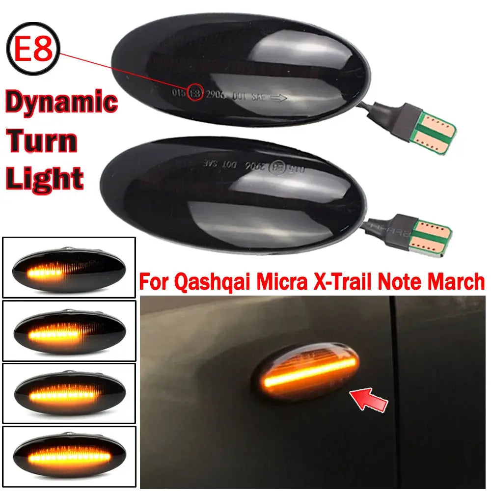 LED Side Marker Mirror Indicator Lamp Flowing Water Turn Signal Light For Nissan Qashqai Dualis Juke Micra March Micra Note by InterCyprus Trading Ltd
