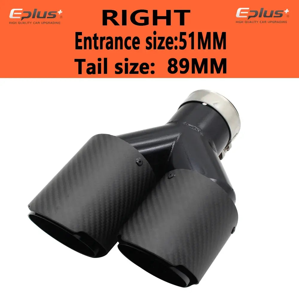 EPLUS Car Matte Carbon Fiber Muffler Tip Y Shape Double Exit Exhaust Pipe Mufflers Nozzle Decoration Universal Stainless Black by InterCyprus Trading Ltd