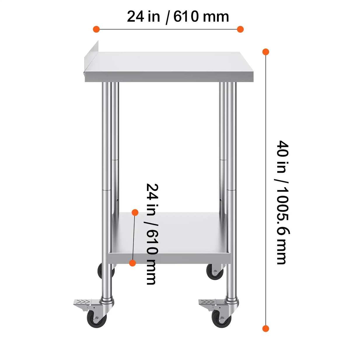 Stainless Steel Work Table With Casters Heavy Duty 24x60 24 x 24 in / spain