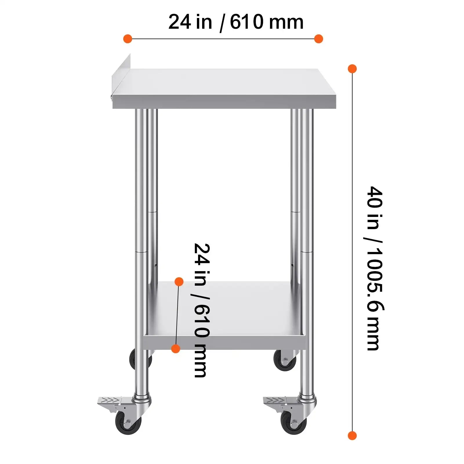 Stainless Steel Work Table With Casters Heavy Duty 24x60 24 x 24 in / spain