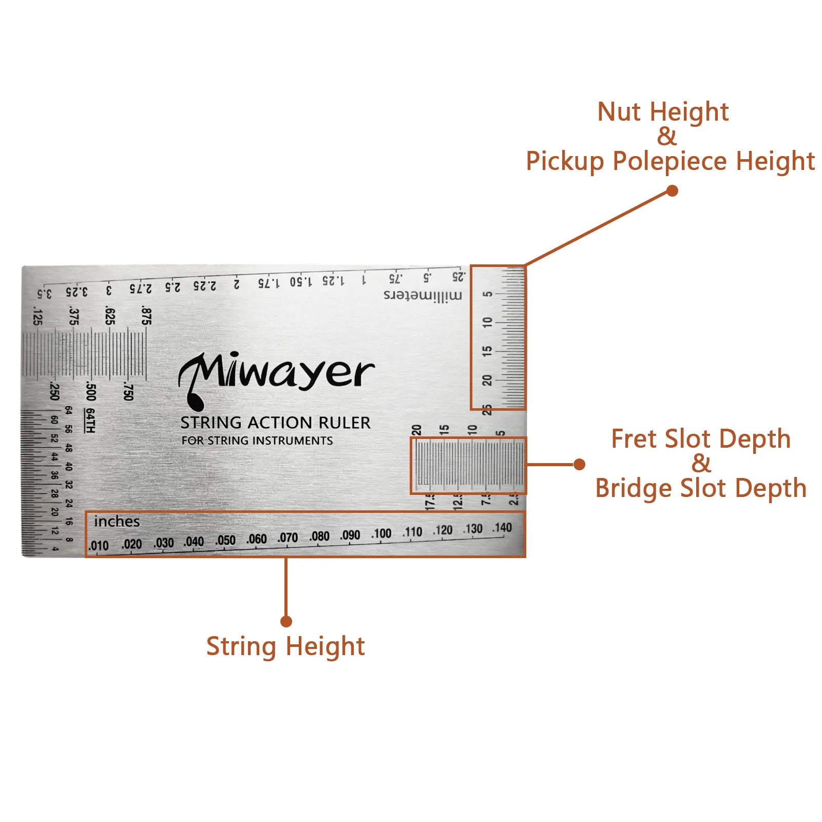 Miwayer String Action Ruler Gauge &ndash; Precision Guitar Height
