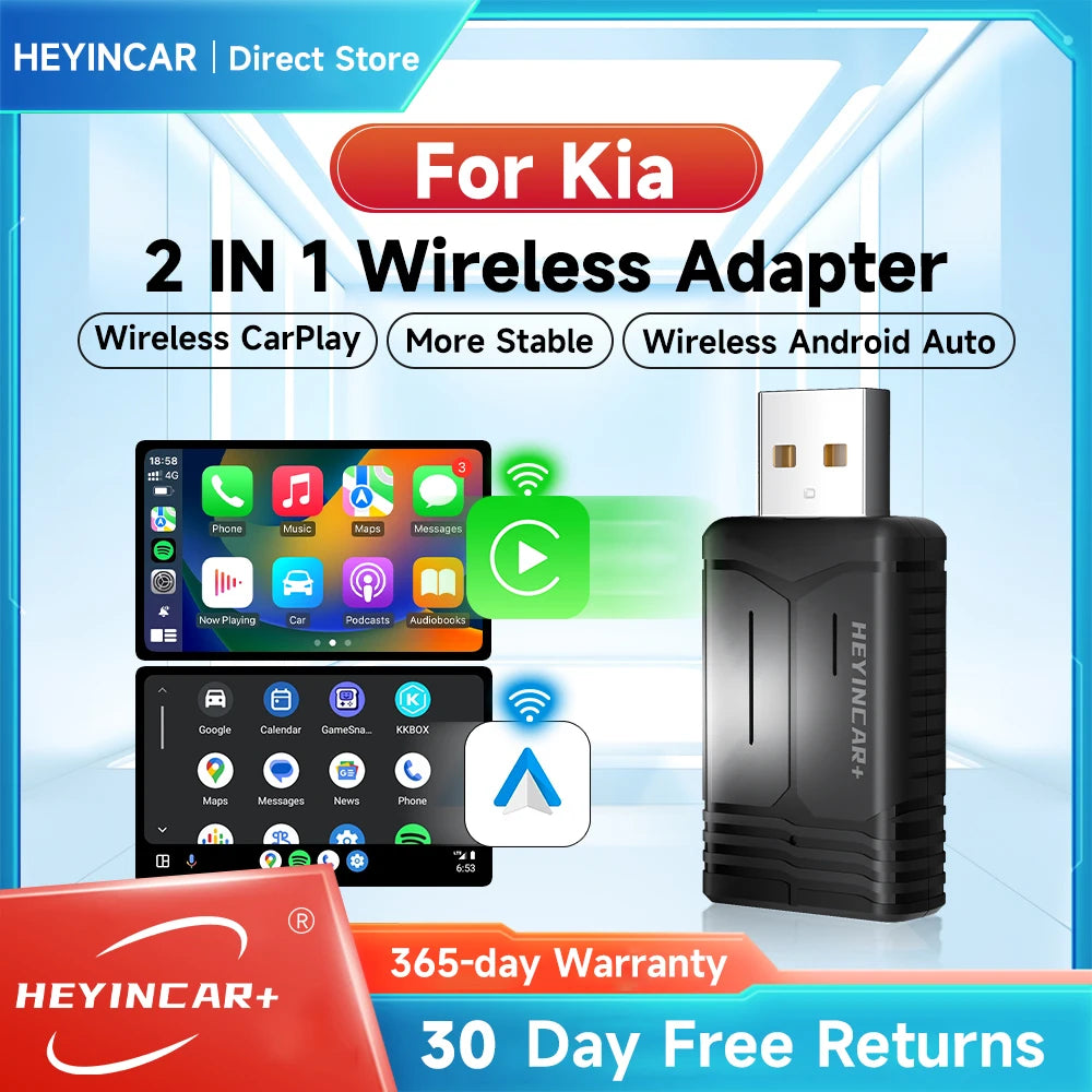HEYINCAR 2025 2in1 Wireless Android Auto Adapter &ndash; Seamless Carplay Integration for Kia Models