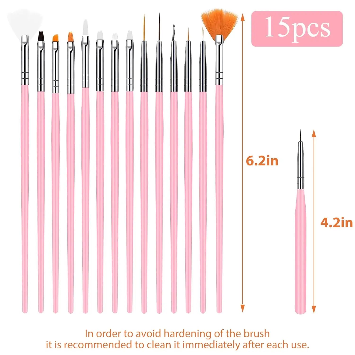 YIKOOLIN 15pcs Nail Paint Brushes Set &ndash; Nail Art Tools