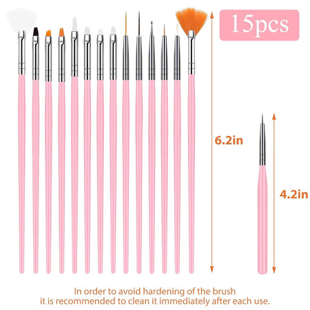 YIKOOLIN 15pcs Nail Paint Brushes Set &ndash; Nail Art Tools