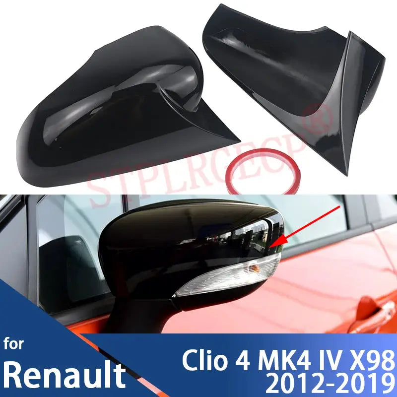 Rearview Side Wing Mirror Cover Cap Glossy Black Add-on M Style Shell for Renault Clio 4 MK4 IV X98 2012-2018 2019 by InterCyprus Trading Ltd