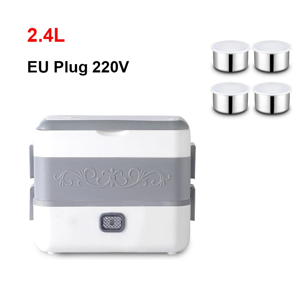 Electric Lunch Box 2.4L &ndash; 200W Fast Heating Portable Steamer 2.4L EU Plug 220V