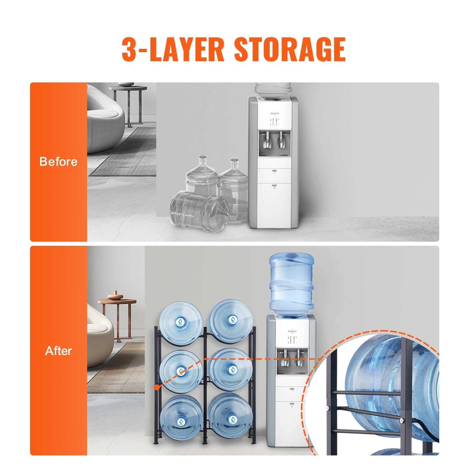 SucceBuy 3/4/5 Tiers Water Jug Holder &ndash; Easy Installation