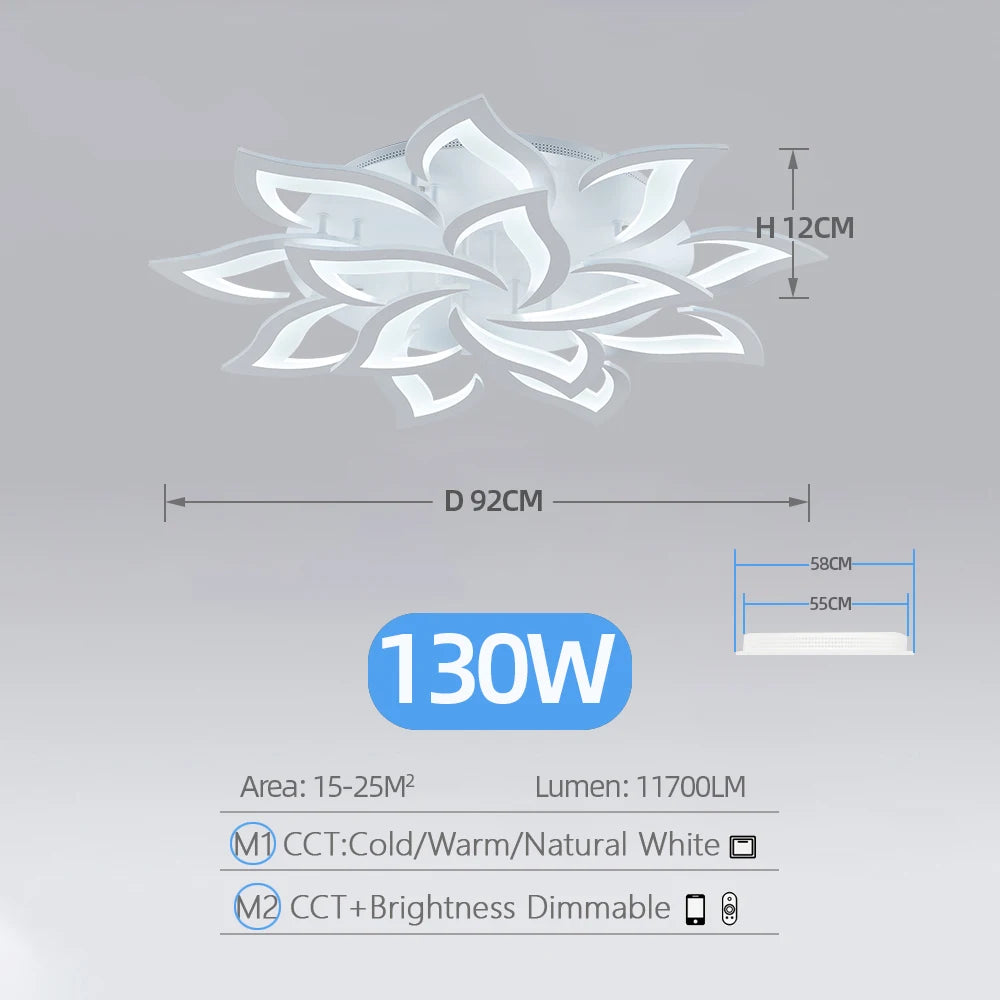 IRALAN Smart Acrylic Ceiling Light &ndash; Stepless Dimming White 14 Heads / spain / APP With RC Dimmable