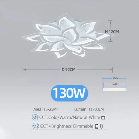 IRALAN Smart Acrylic Ceiling Light &ndash; Stepless Dimming White 14 Heads / spain / APP With RC Dimmable