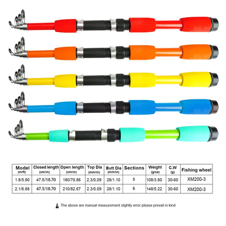 FISH KING Telescopic Fishing Rod Reel Combo - Carbon Fiber, Portable Kit