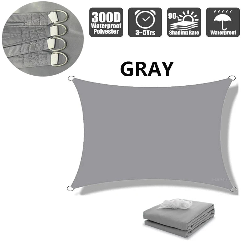 Waterproof UV-Resistant Outdoor Sunshade Canopy Cover Grey / 200x300cm