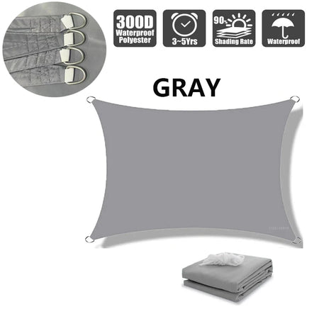 Waterproof UV-Resistant Outdoor Sunshade Canopy Cover Grey / 200x300cm