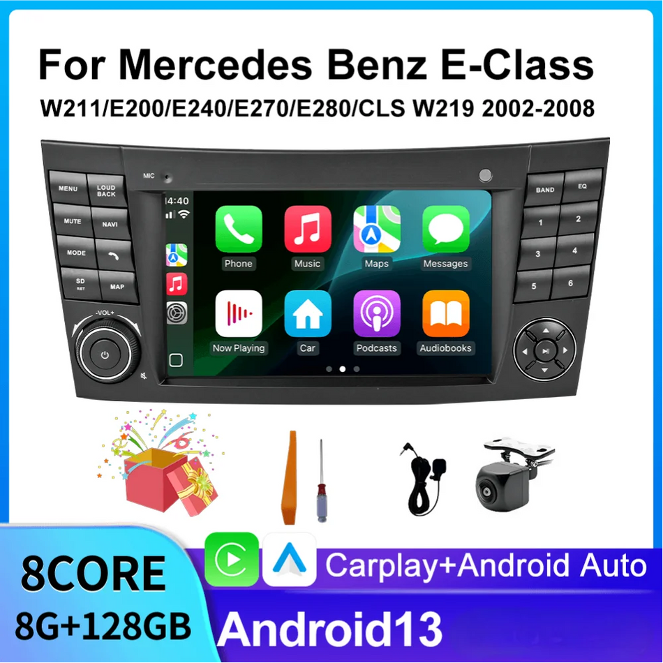 7-calowy radioodtwarzacz Double Din z Carplay i Android Auto do Mercedesa Benz E Klasa W211