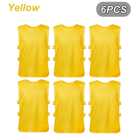 Breathable Soccer Training Vests for Kids and Adults - 6 Pack Yellow / Kids 115-145cm