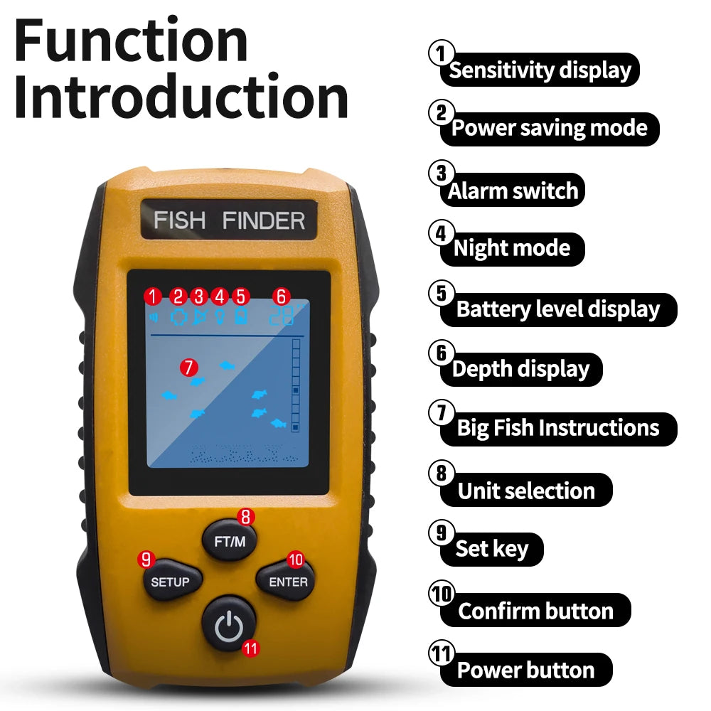 FindFish Smart Water Boat Fish Finder - Portable Handheld Sonar for Ice Fishing