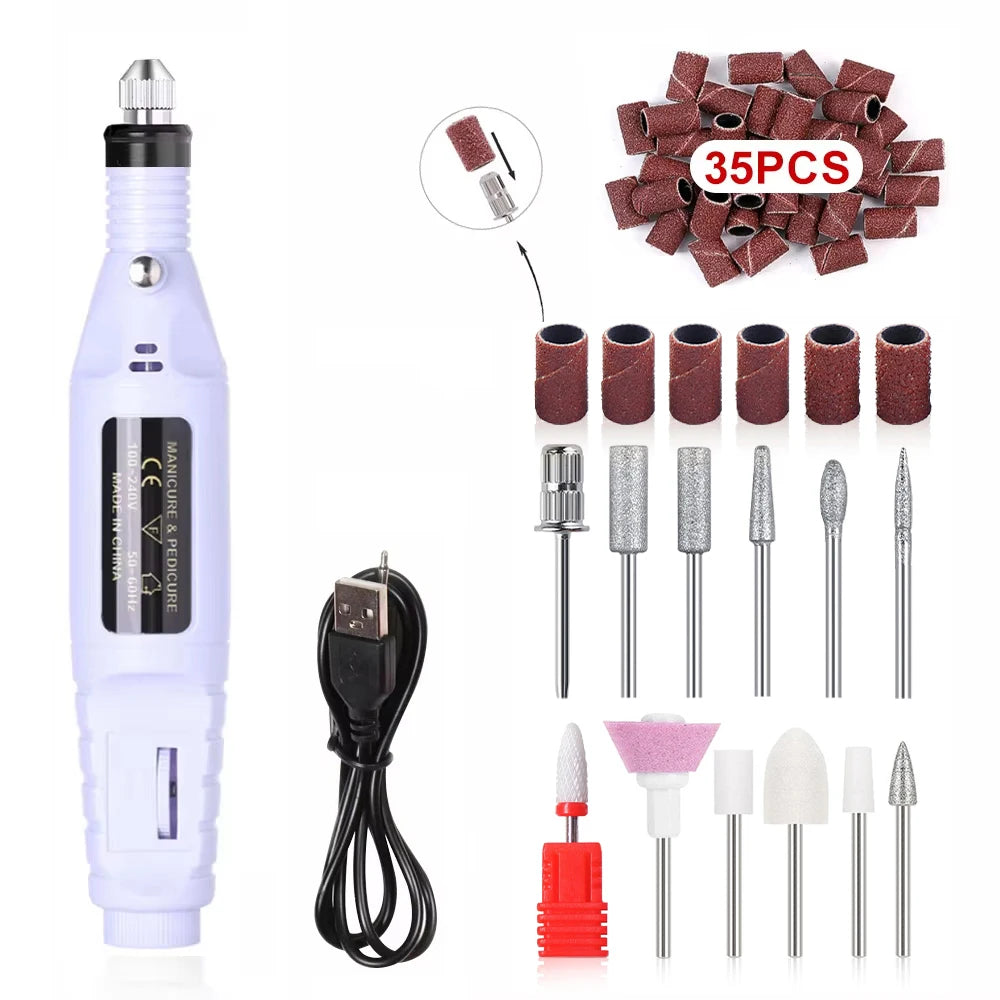 YIKOOLIN Portable Nail Sander Set &ndash; Strong Polishing Tools White