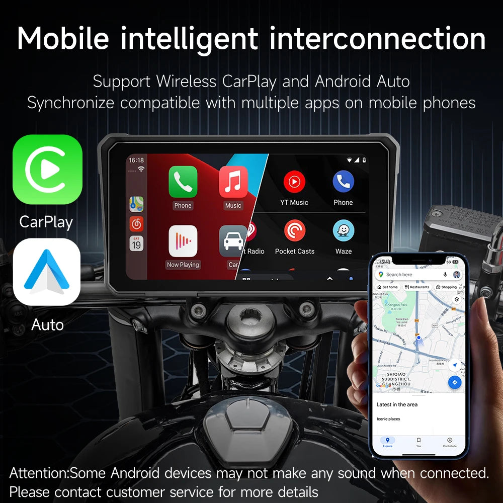Jiuyin 6 Inch Waterproof Motorcycle GPS &ndash; Wireless Apple Carplay and Android Auto