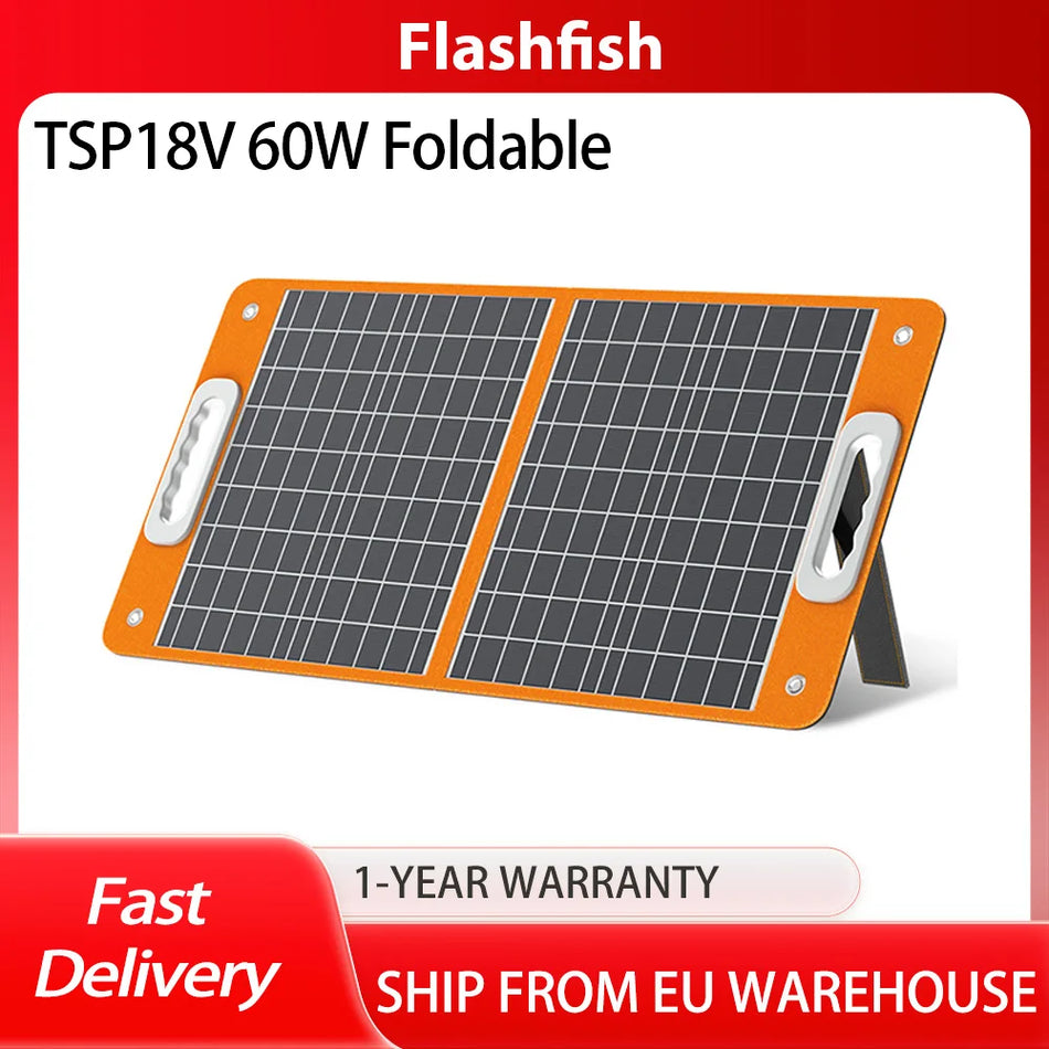60 Вт складная солнечная панель с интеллектуальным зарядным устройством, выходами USB-C 45 Вт и DC 18 В, высокая эффективность