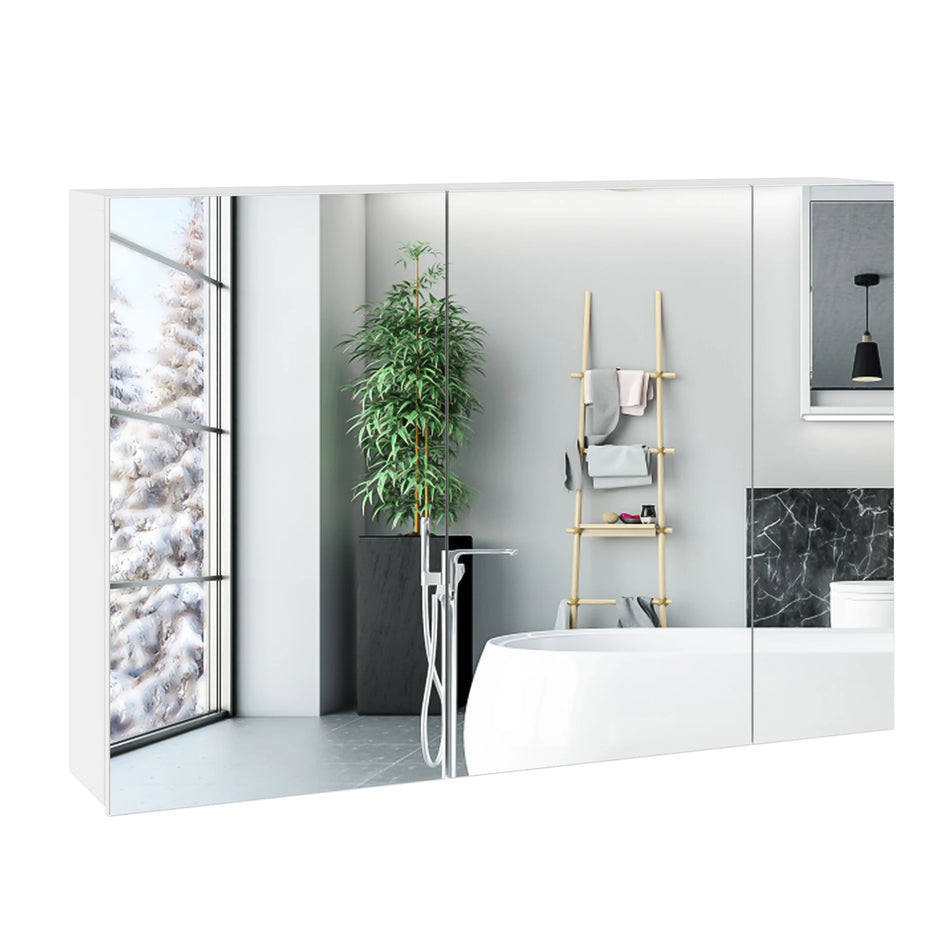 Getone White Wall Mounted Mirror Cabinet With Three Doors