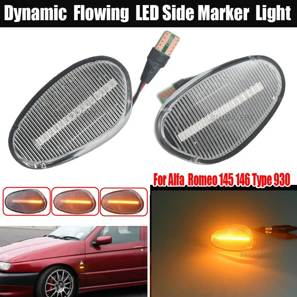 2Pcs LED Sequential Lamp Dynamic Blinker Indicator Side Marker Turn Signal Light For Alfa Romeo GTV Spider 1994-2003 by InterCyprus Trading Ltd