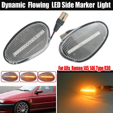 2Pcs LED Sequential Lamp Dynamic Blinker Indicator Side Marker Turn Signal Light For Alfa Romeo GTV Spider 1994-2003 by InterCyprus Trading Ltd