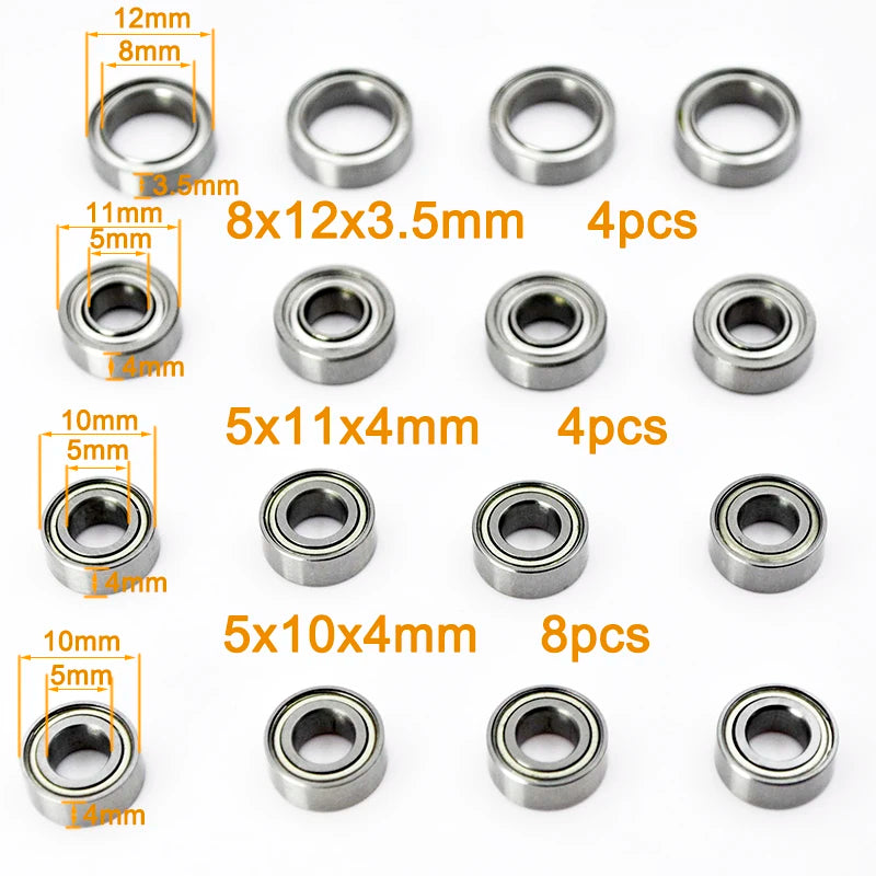 16pcs Ball Bearings Kit for Tamiya TT02 &ndash; Sealed Precision CHINA