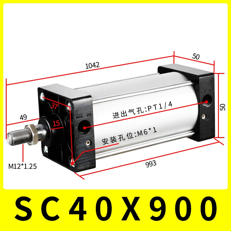 SC40 Series Bore 40mm Air Cylinder &ndash; High Thrust Up To 60 Kg SC40-900 Stroke