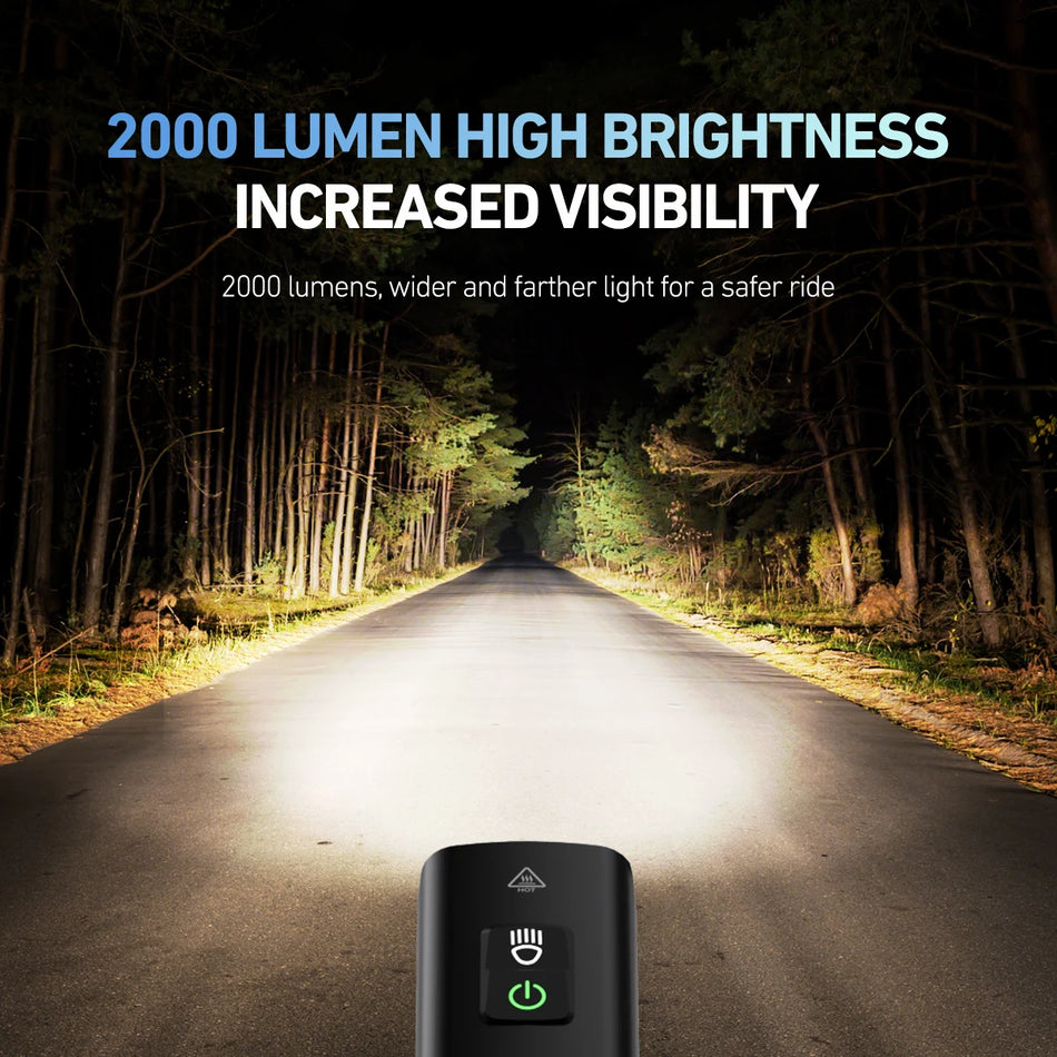 CYCLAMI BR-2000 2000 Lumen USB Ladattava Polkupyörän Etuvalo, Alumiiniseos, IPX6 Vesitiivis, 4500mAh