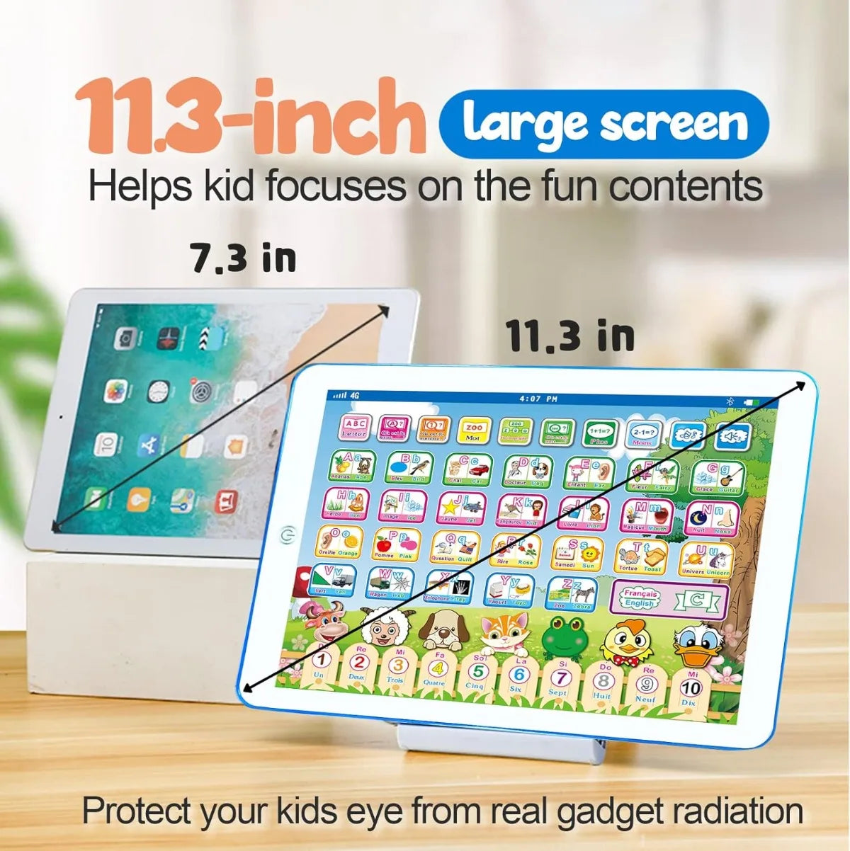 Bilingual French-English Educational Learning Tablet | Interactive Kids' Toy for Alphabets, Numbers, and Spelling