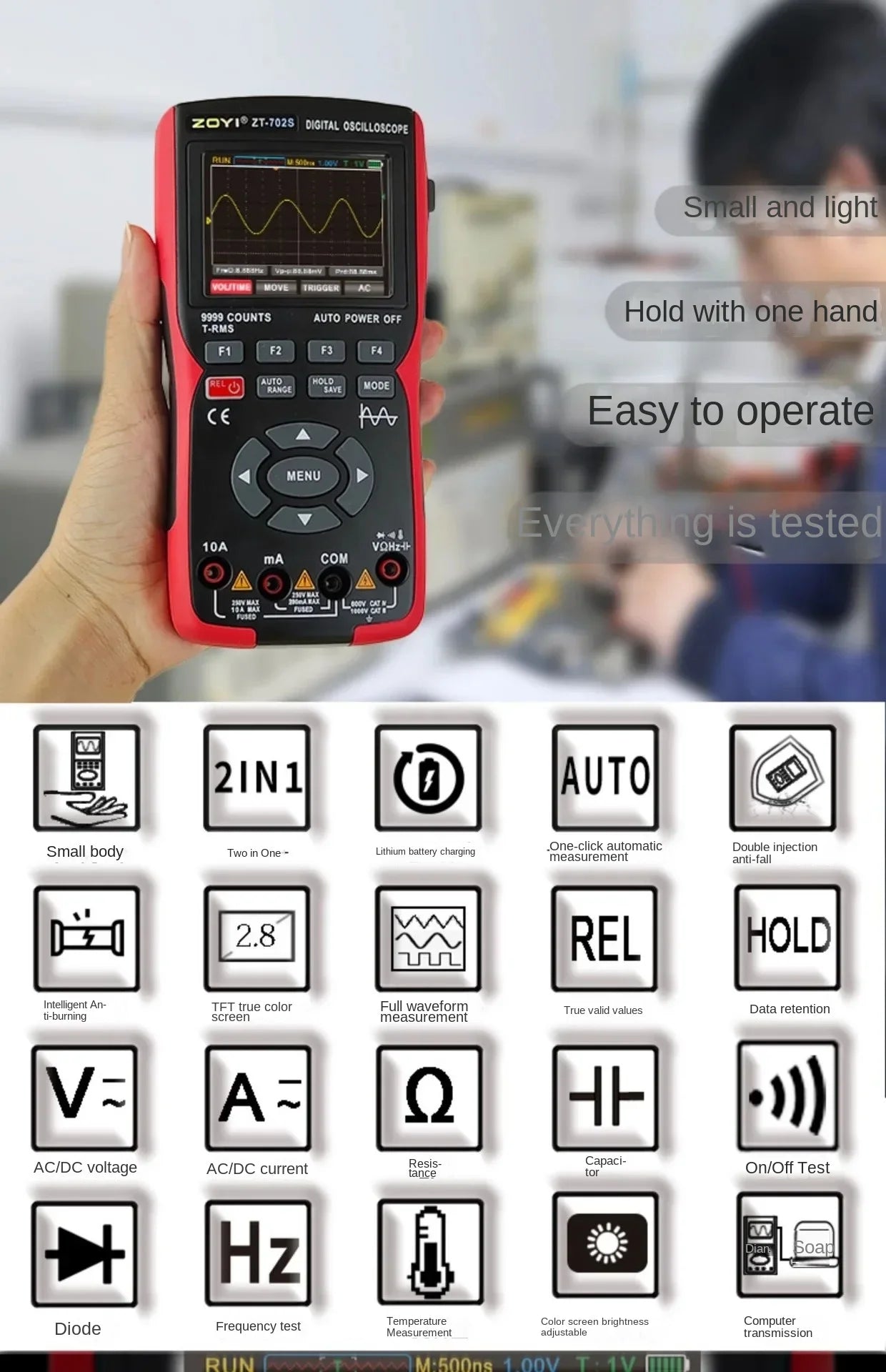 ZOYI ZT-702S 2in1 Oscilloscope Multimeter &ndash; 10MHz Bandwidth