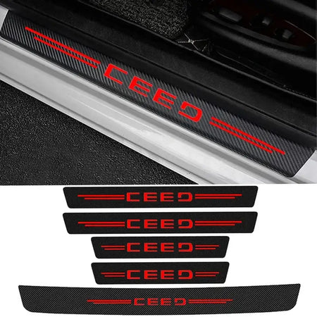 Carbon Fiber Door Sill Protector For Kia Ceed Threshold