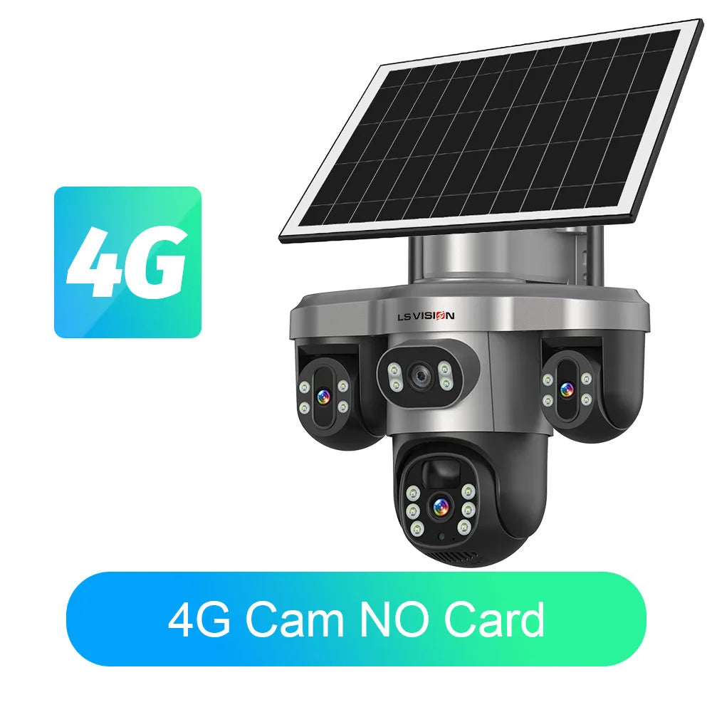 LS VISION V380 PRO 3 Lens WiFi Solar Camera 4G 15MP Security CCTV Waterproof Night Vision Two-Way Audio Camera Mobile Tracking I 4G Cam No SD