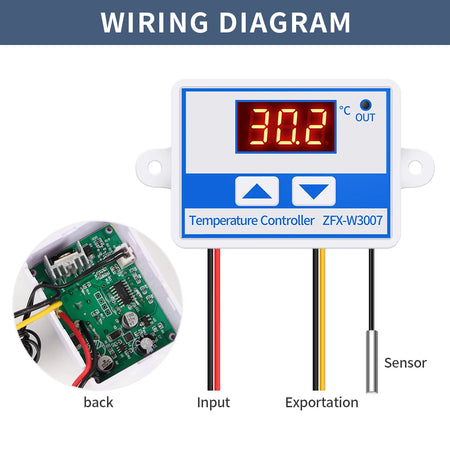 ZFX-W3007 Temperature Controller &ndash; Red Display NTC Probe
