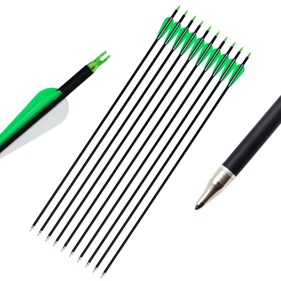 7.8mm Rubber Feather Mixed Carbon Arrow 31.5 Inches Green