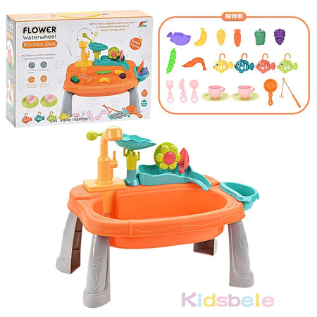 Kicala Electric Kitchen Sink Toy with Running Water and Accessories red shuiche