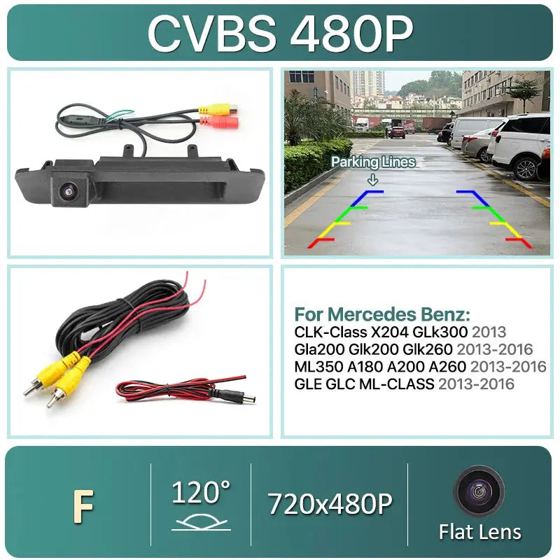 AHD 1080P Dynamic Trajectory Car Rear View Trunk Handle Camera For Mercedes Benz CLK-X204 GLK GLA GLC GLE ML 2013-2016 by InterCyprus Trading Ltd