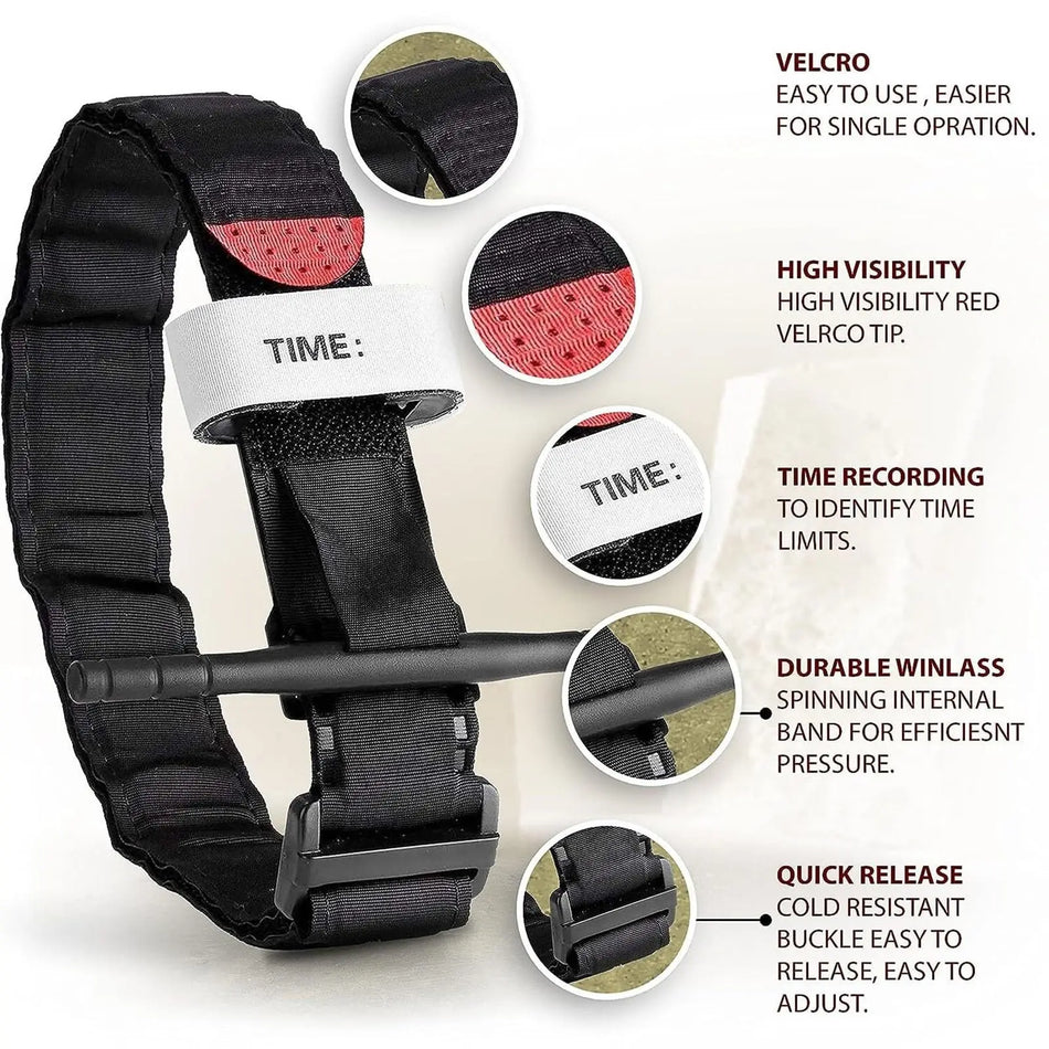 Tourniquet Emergency Tactical Emergency Strap Single Handed Medical First Aid Equipment for Hiking Camping Travel Outdoor Sports