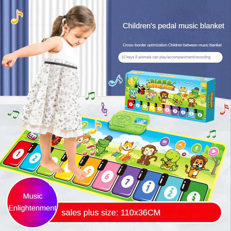 Musical Piano Mat 110x36cm &ndash; Educational Toddler Dance Keyboard with 8 Instrument Sounds