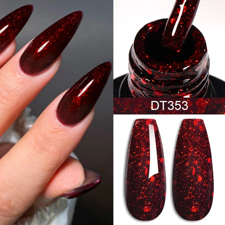 MEET ACROSS 7ml Wine Red Gel Nail Polish - Long-Lasting, French Style, Perfect for DIY Nail Art Q52366-53