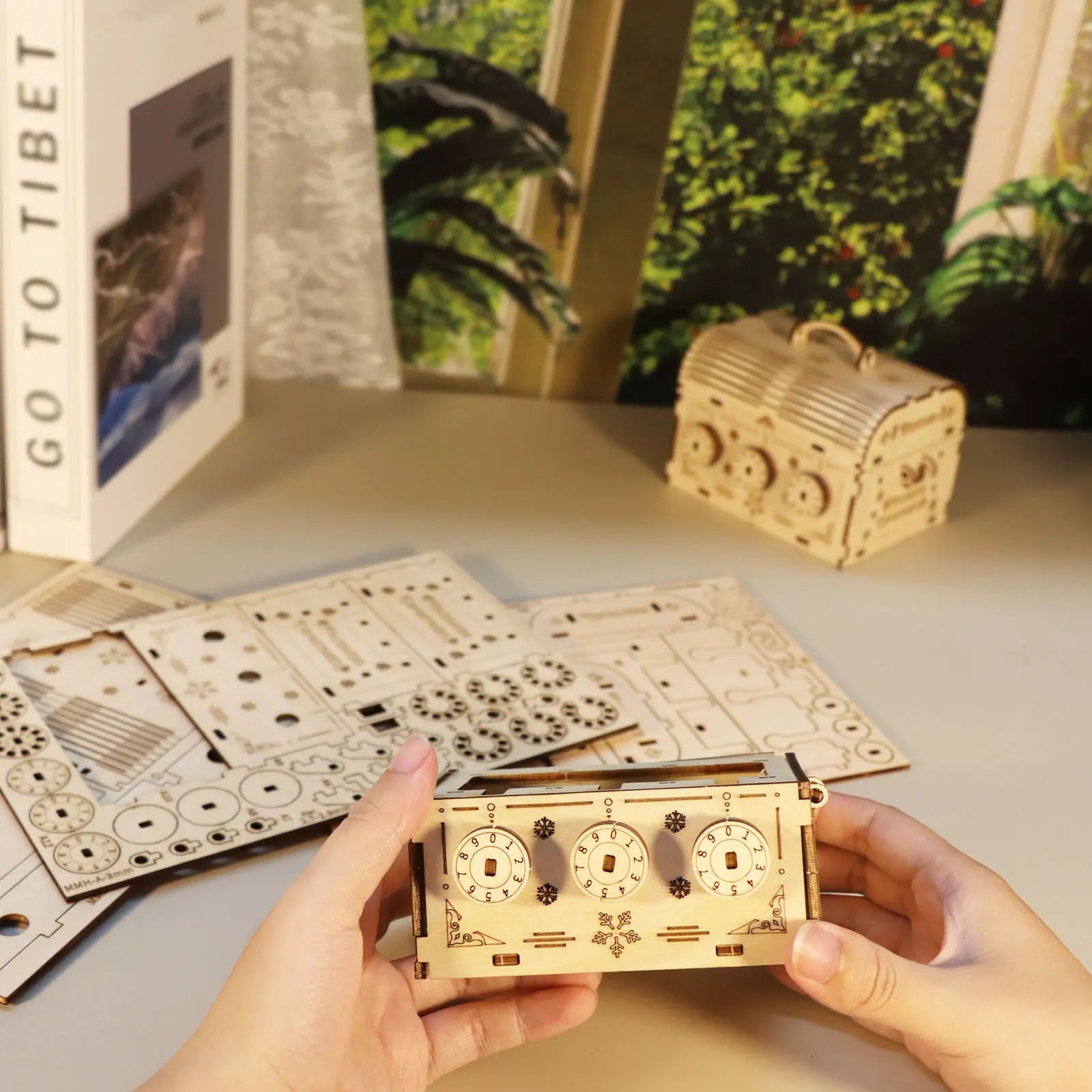 3D Wooden Puzzle DIY Treasure Box Model Kits &ndash; Brain Teaser