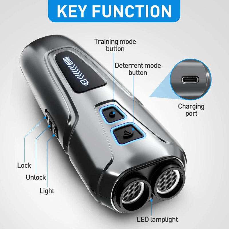 High-Power Ultrasonic Dog Repeller with LED Flashlight