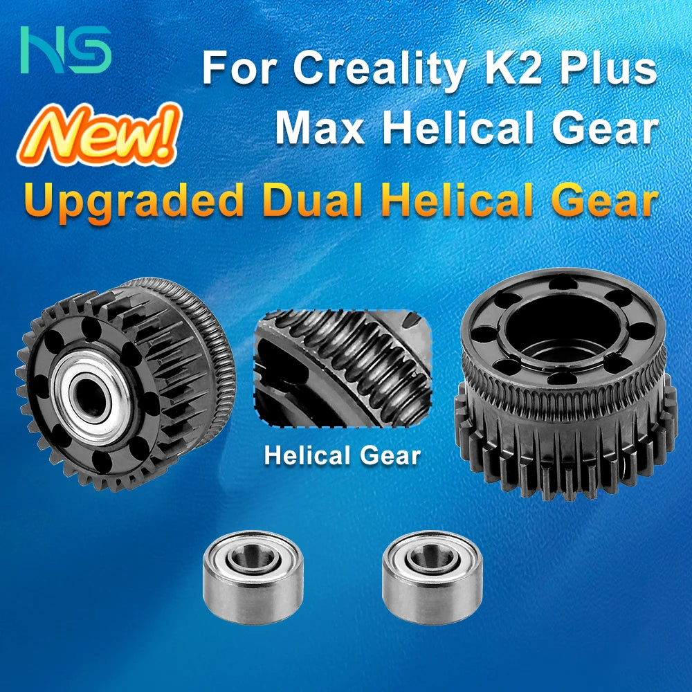 helical gear plus Upgrade For Creality K2 Plus Extruder Gear Kit Dual Helical All Metal Extruder Driver Gear Nickel DLC Coated 3D Printer Part – InterCyprus Trading Ltd