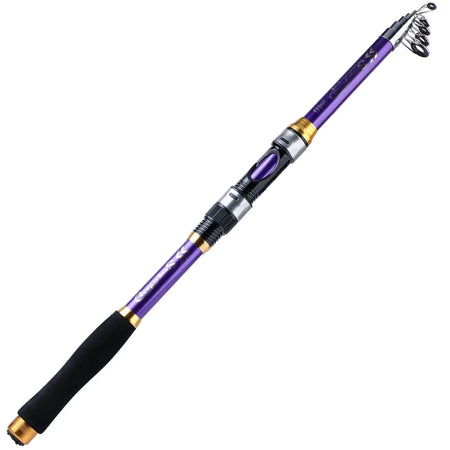 Sougayilang Telescopic Fishing Rod - 4 Colors, Glass Fiber, EVA Handle, 1.8m-2.7m PURPLE / 2.4 m