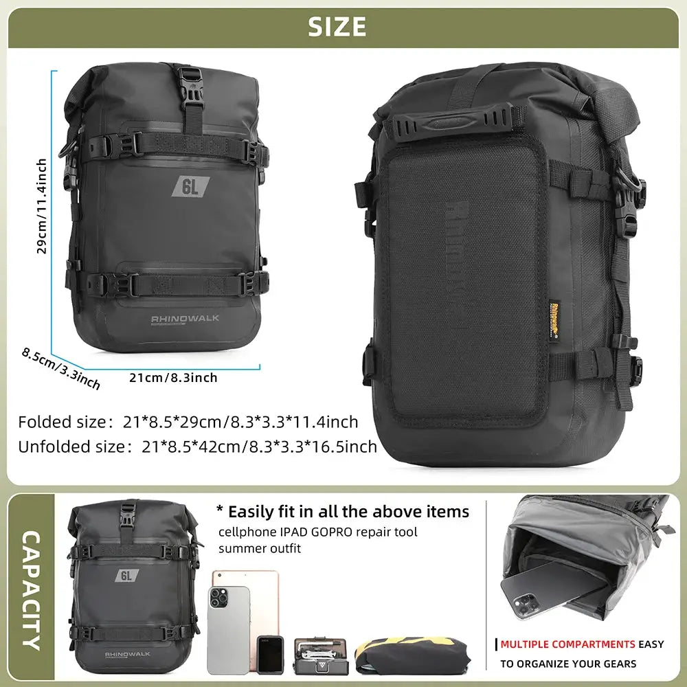 Rhinowalk 2 PCS Motorcycle Crash Bar Bag 100%Waterproof Universal Motor Dry Bumper Bag 6L Pannier Side Bag Tool Pack Summer by InterCyprus Trading Ltd