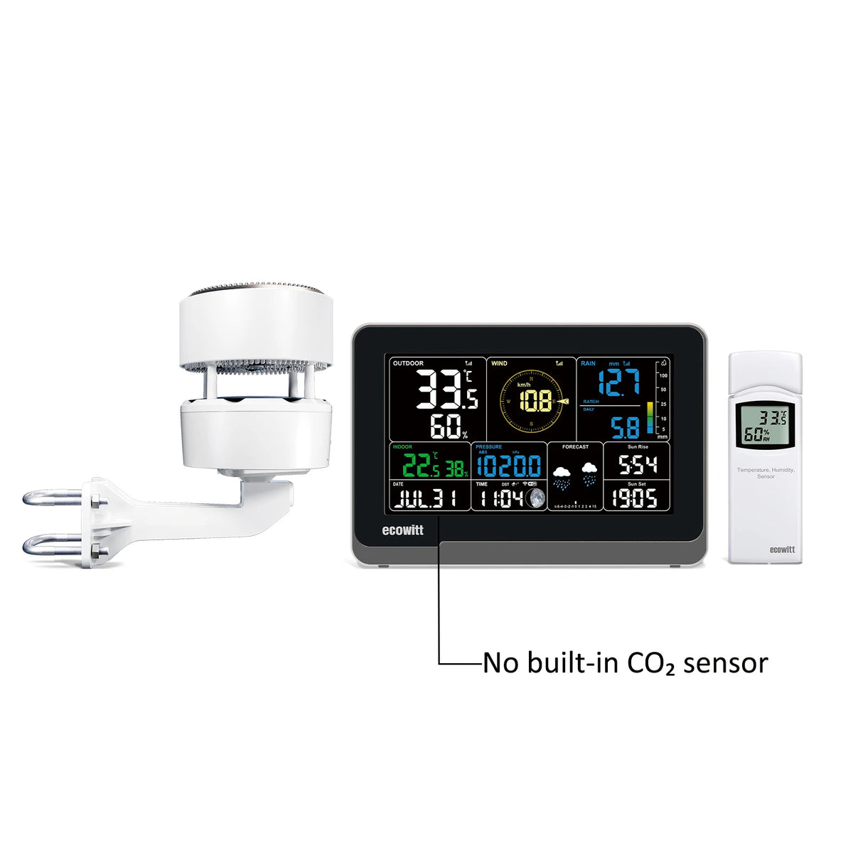 Ecowitt Essense3 Wireless Weather Station with 7.5'' Display - Complete Weather Monitoring System WS3902 / 433MHz