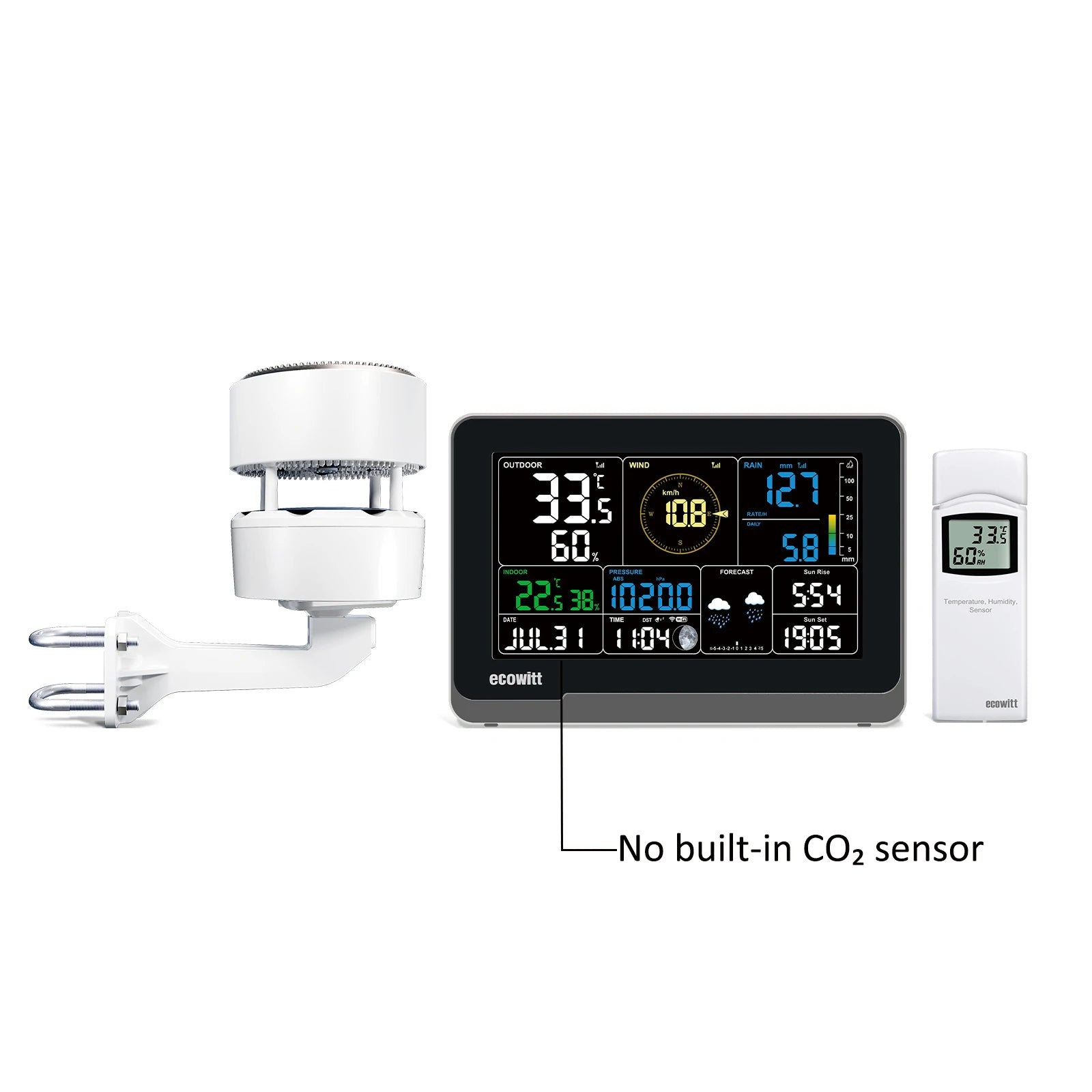 Ecowitt Essense3 Wireless Weather Station with 7.5'' Display - Complete Weather Monitoring System WS3902 / 433MHz